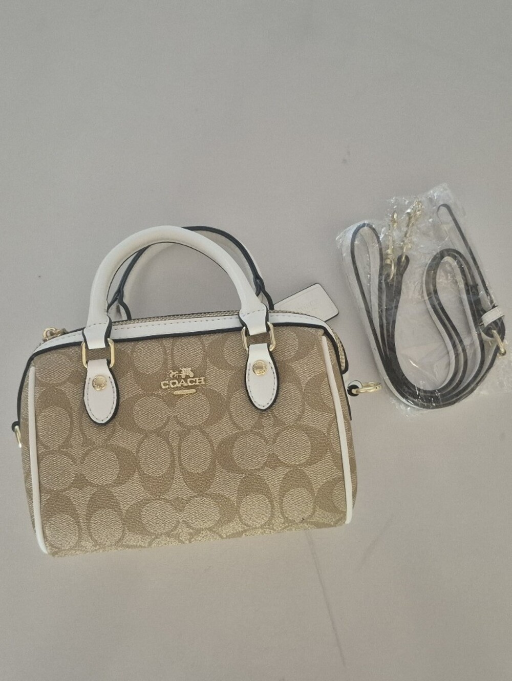 Mini Rowan Bag in Signature Canvas with White Trim